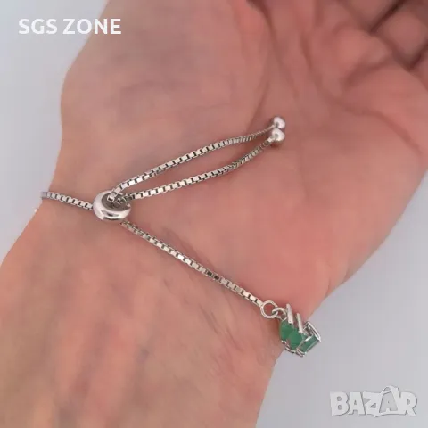 Тенис Сребърна Гривна Emerald/Ruby/Sapphire, снимка 4 - Гривни - 49889868