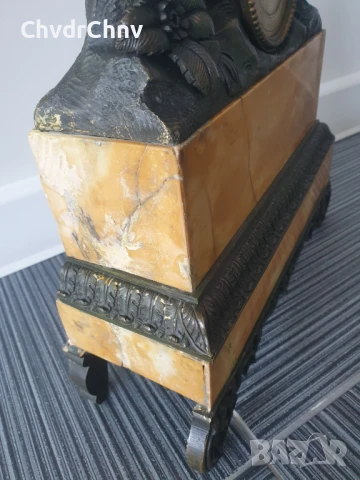 Франция 1800-те/40см-8кг стар френски каминен часовник/бронзова фигура с мрамор, снимка 8 - Антикварни и старинни предмети - 51295095