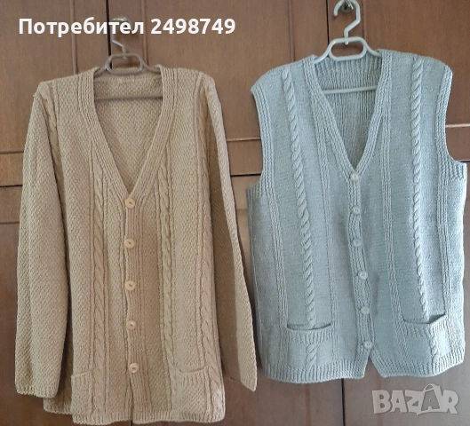 Жилетка и елек ръчно плетени, НОВИ, снимка 3 - Блузи - 53206052