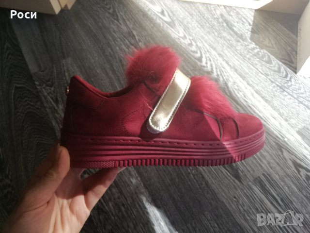 Нови спортно елегантни дамски обувки с пух, кецове-  38 номер, снимка 2 - Дамски ежедневни обувки - 28454402