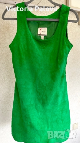 Елегантна кожена рокля уникат велур CLASS INTER , снимка 8 - Рокли - 51754992