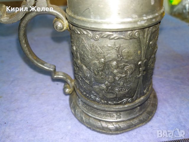 Стара РЯДКА БОГАТО ОРНАМЕНТИРАНА НЕМСКА КОЛЕКЦИОНЕРСКА ЦИНКОВА МИНИ ХАЛБА За БИРА с МАРКИРОВКА 42671, снимка 8 - Колекции - 43949414