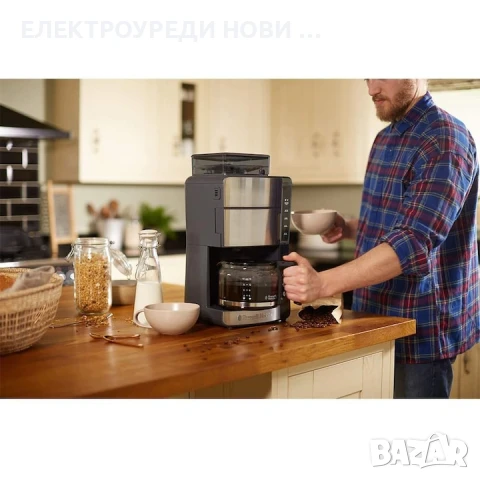 Кафемашина Russell Hobbs 25610-56 Grind & Brew, чучур 1,25 литра, сребриста, снимка 4 - Кафемашини - 50998256