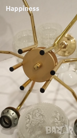 Абажур (полилей) от месинг с 6 Нови LED крушки, снимка 3 - Лампи за таван - 46419851