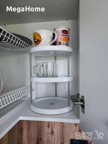 Въртящ се органайзер на 3 нива 360 градуса за кухня и баня, снимка 6 - Други стоки за дома - 53138755