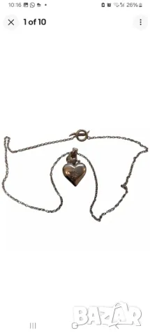 Historic Hallmarked sterling silver necklace hearts 💕 , снимка 5 - Колиета, медальони, синджири - 48292128