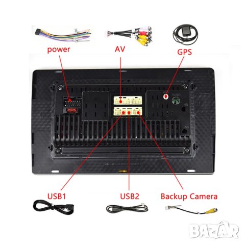Мултимедия, за кола, плеър, Двоен дин, за автомобил, Android навигация, универсална 9, 10 инча екран, снимка 5 - Аксесоари и консумативи - 32625343