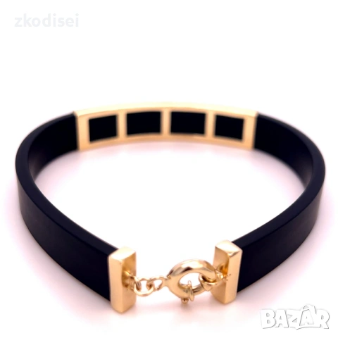 Златна мъжка гривна със силикон Louise Vutton 4,76гр. 21,0 см.14кр. проба:585 модел:37023-1, снимка 2 - Гривни - 53349818