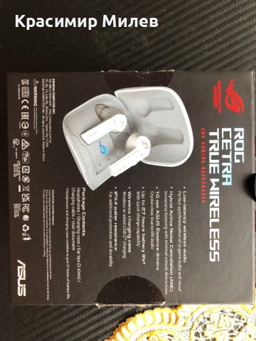 Безжични слушалки ASUS - ROG Cetra True Wireless, ANC, бели, снимка 6 - Слушалки и портативни колонки - 52742398