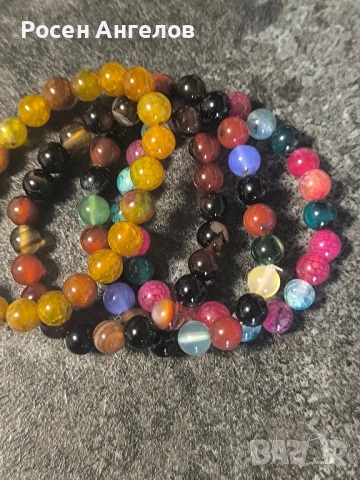 Гривни Естествен Ахат 6мм, снимка 5 - Гривни - 52198479