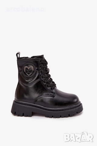 Детски боти до глезена с подплата за момичета с декорация LOVE, Rosaira, 2цвята , снимка 3 - Детски боти и ботуши - 52362391