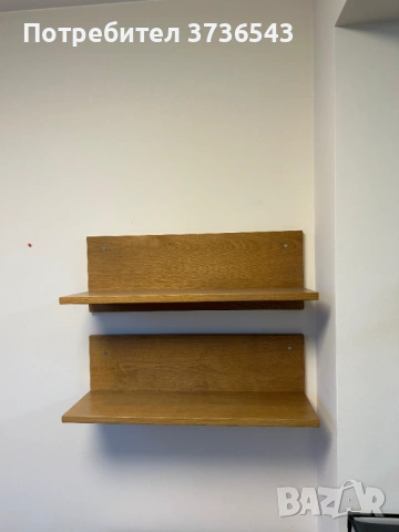Комплект 4 дървени стенни рафта (2×73, 2×70 см) + 1 декоративен панел 110 см, снимка 2 - Етажерки - 53306363