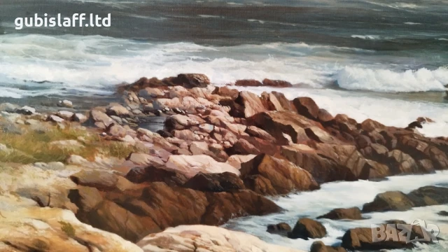 Картина, море, реализъм, худ. Андриян Бекяров, 2007 г., снимка 3 - Картини - 51085817