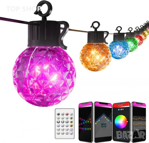 RGB смарт светлинна верига с 25 крушки, снимка 4 - Външни лампи - 49157805