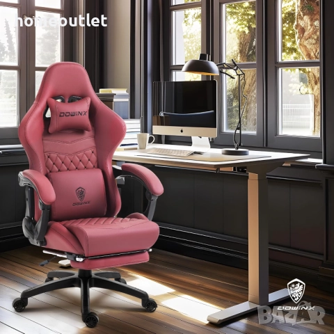 ПРОМОЦИЯ Премиум геймърски стол с винтидж дизайн DOWINX LS-6689-RED, снимка 3 - Столове - 52720856