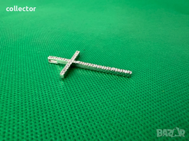 Сребърно кръстче с циркони. №7632, снимка 5 - Антикварни и старинни предмети - 52481572