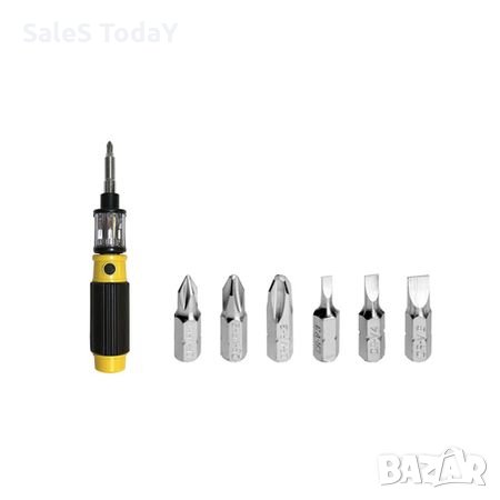 Мултифункционална отверка 6 в 1, BIT360, иновативно превключване с едно завъртане, жълто и черно, снимка 2 - Аксесоари и консумативи - 28378468