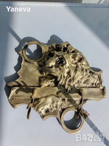 Бронзова ,стара мастилница , Царство България , масивна, детайлна изработка с лъвска глава . , снимка 4 - Антикварни и старинни предмети - 53434575