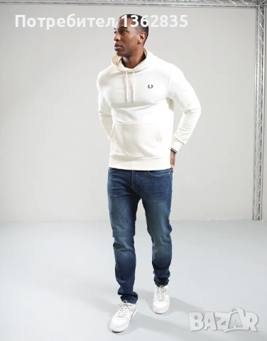 НОВ оригинален бял / екрю суичър горнище FRED PERRY размер S от Англия, снимка 8 - Суичъри - 53131720