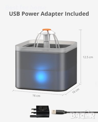 Котешки фонтан NICREW с LED светлина 2l, снимка 3 - За котки - 42943959