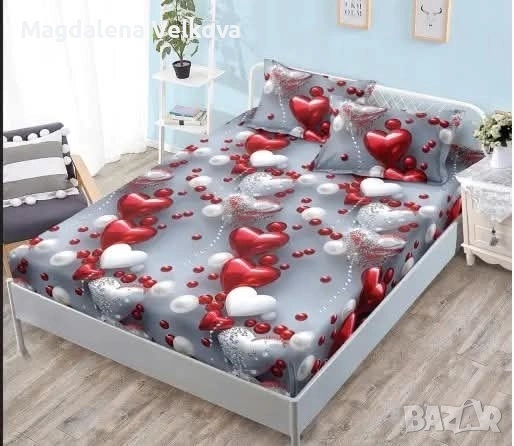 Чаршаф с ластик и 2 калъфки , снимка 4 - Спално бельо - 52800216