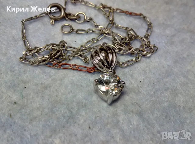 ФИНО СРЕБЪРНО ЛАНЧЕ СРЕБРО 925 с ПОСРЕБРЕНА АРТ ВИСУЛКА от БЛАГОРОДНА СТОМАНА с ИСКРЯЩ ЦИРКОН 20559
