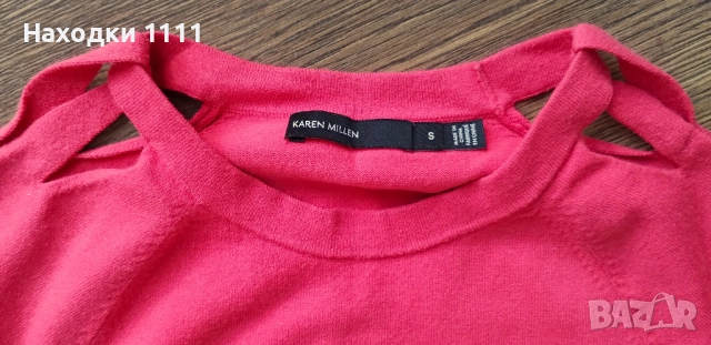 Оригинален пуловер KAREN MILLEN вискоза коралов цвят, р-р XS-S, перфектен