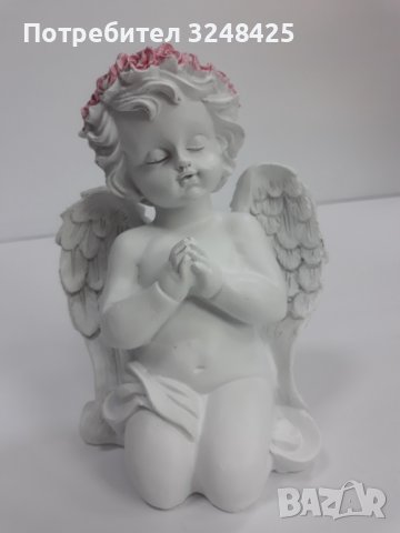 Ангел бял с розов венец - голям., снимка 2 - Статуетки - 37925809