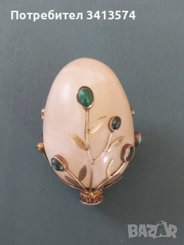 Колекционерско гравирано мраморно яйце, снимка 1