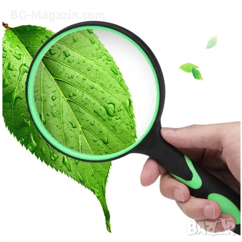 Увеличителна мощна голяма стъклена ръчна лупа 10X увеличение за четене на книги вестници с дръжка, снимка 11 - Други инструменти - 50920923