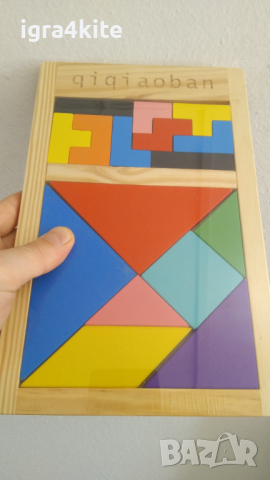  Ново! 2в1 дървен тетрис и танграм в рамка / Всички дървени игри, снимка 1 - Образователни игри - 36571261