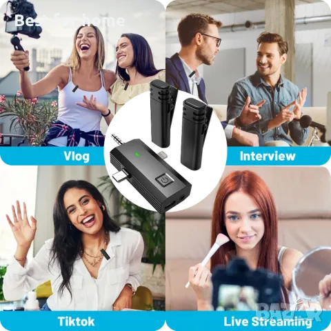 Двоен безжичен петличен  микрофон Sjpzwcrl, снимка 6 - Микрофони - 49772908