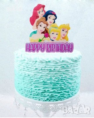5 Дисни Принцеси Happy Birthday твърд Акрил топер за торта украса рожден ден парти