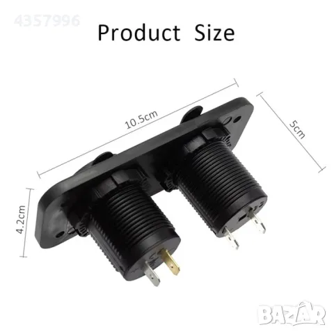 Панел за вграждане за кола, Лодка, Каравана, 12V, 2USB 4.2A, снимка 3 - Аксесоари и консумативи - 48758892