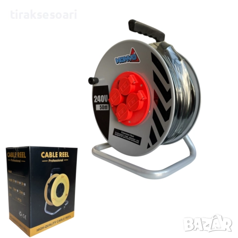 Удължител макара 50 метра 2x2.5mm² с 4 контакта T646