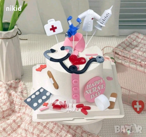сет медицински лекарски докторски медицина лекар доктор украса декорация топери за торта аксесоари, снимка 3 - Други - 51466178