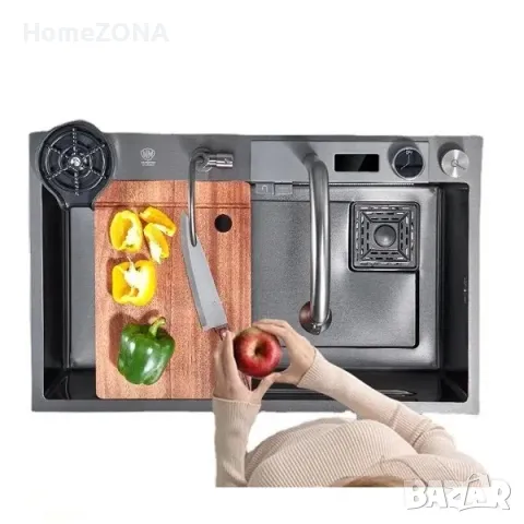 Мивка за кухня Bliote 2, водопад и Led дисплей, снимка 2 - Мивки - 49445194