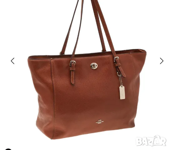 Coach Кафява кожена чанта с катарама оригинална , снимка 3 - Чанти - 49104348