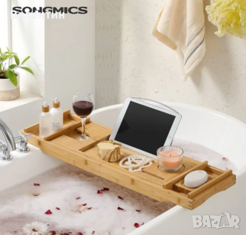 Разтегателен бамбуков поднос за вана, снимка 5 - Други стоки за дома - 52651421