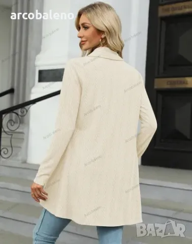 Дамско трикотажно яке с дълги ръкави и свободна яка, 5цвята , снимка 6 - Жилетки - 41906487