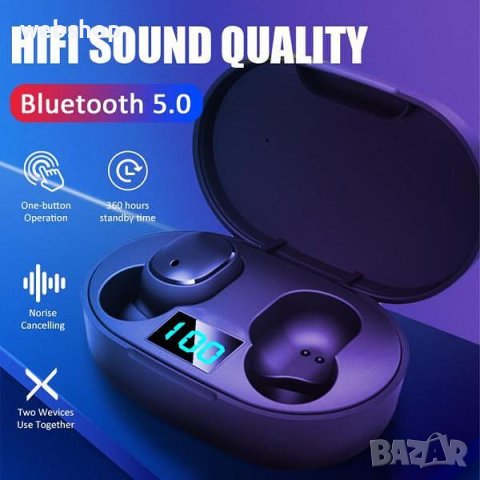 Е6S TWS безжични слушалки MiPods, Bluetooth 5.0, BLACK, Mini Charging Case, HI-Fi, снимка 5 - Слушалки, hands-free - 42930215