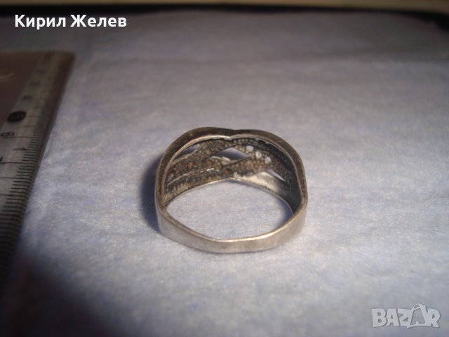 СТАР АЖУРЕН СРЕБЪРЕН СКЪПОЦЕНЕН АРТ ПРЪСТЕН СРЕБРО 925 с ФАСЕТИРАНИ ЦИРКОНИ 32514, снимка 8 - Пръстени - 38323572