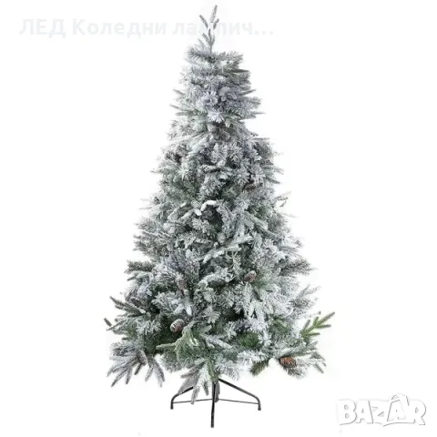 Бяла коледна елха 150 см, Заснежен канадски бор с шишарки - 150 см