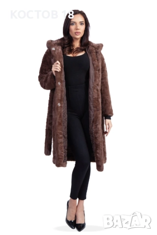 Зимно дамско дълго палто 4253, снимка 12 - Якета - 52500703