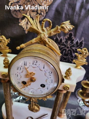 Френски каминен часовник и два свещника , снимка 4 - Стенни часовници - 40011844