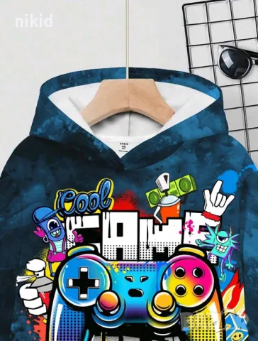 3d графити Детски суичър блуза джойстик геймър конзола играч, снимка 2 - Детски Блузи и туники - 48045862