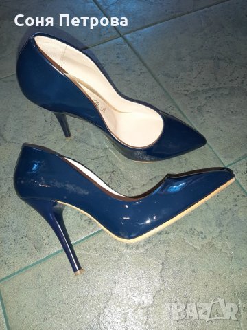 Дамски тъмно сини обувки на висок ток, снимка 4 - Дамски елегантни обувки - 28263436