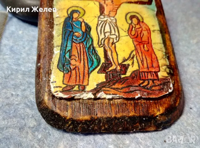 ХРИСТОВОТО РАЗПЯТИЕ ИЗТОЧНОПРАВОСЛАВНА ИКОНА РЪЧНА ХУДОЖЕСТВЕНА ИЗРАБОТКА ВЪРХУ ДЪРВО 47636, снимка 3 - Икони - 47917376