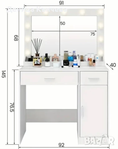 Модерна бяла тоалетка за грим разнообразие, снимка 2 - Тоалетки - 51197218