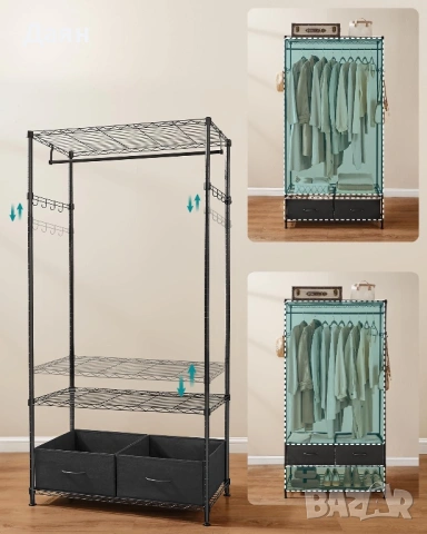 Отворен гардероб, метална закачалка за дрехи SONGMICS, снимка 4 - Гардероби - 53335486